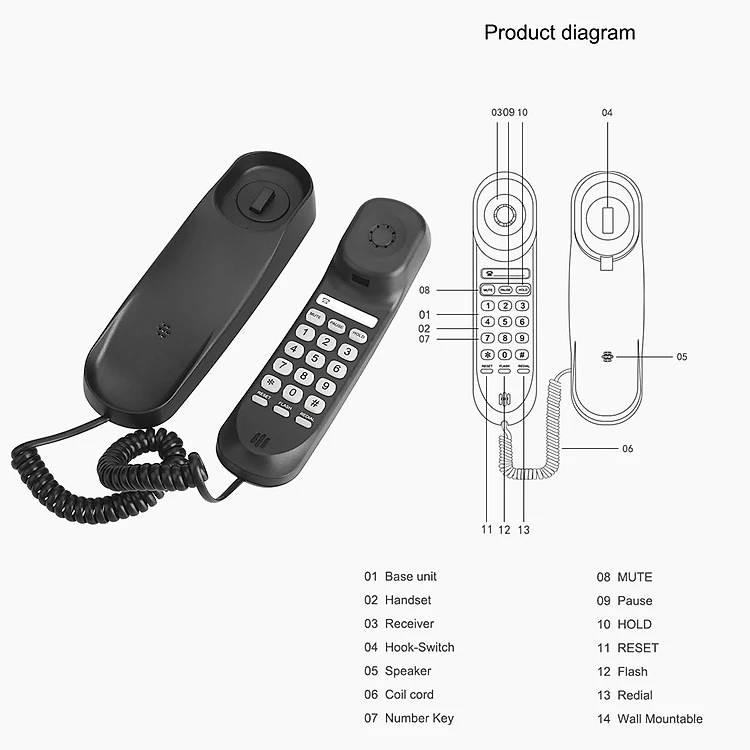 Điện thoại bàn treo tường TC-990